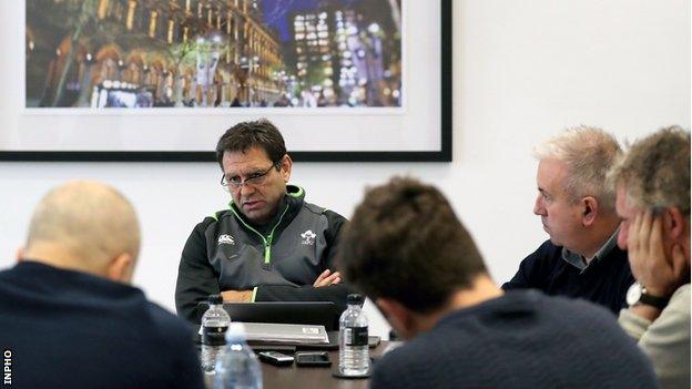 IRFU performance director David Nucifora talking to reporters