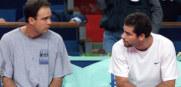 Paul Annacone and Pete Sampras at the 1998 Paris Open