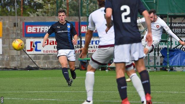 Michael Smith scores for Heart of Midlothian against Raith Rovers