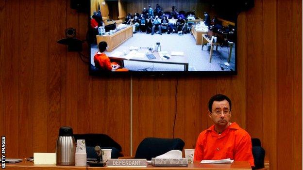 Larry Nassar sitting in court