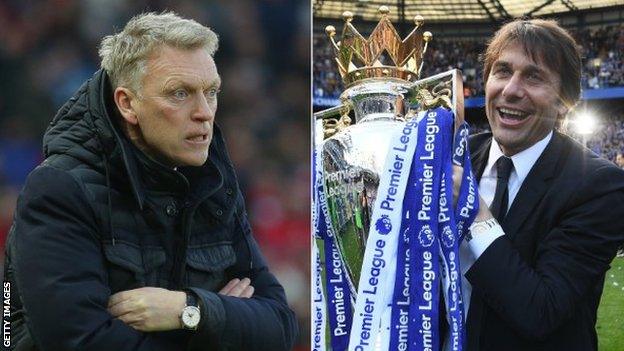 David Moyes and Antonio Conte had long spells at the bottom and top respectively