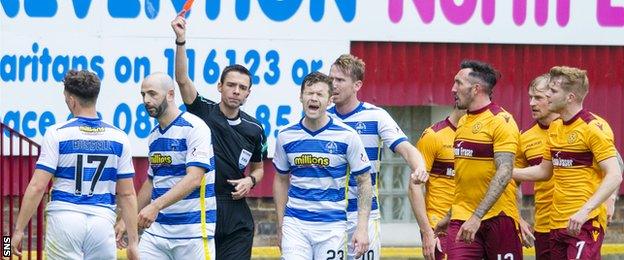 Morton's Gary Harkins is sent off