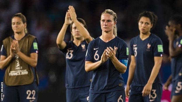 France look deflated after quarter-final loss at the 2019 World Cup