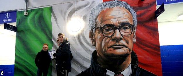 Claudio Ranieri mural at the King Power Stadium