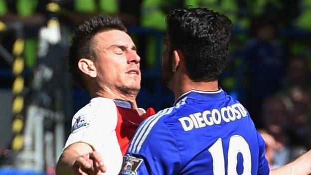 Laurent Koscielny and Diego Costa