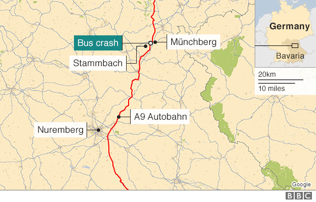 Bavaria map showing crash site