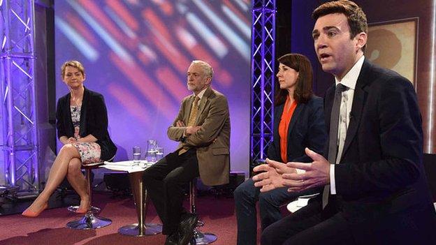 Yvette Cooper, Jeremy Corbyn, Liz Kendall and Andy Burnham