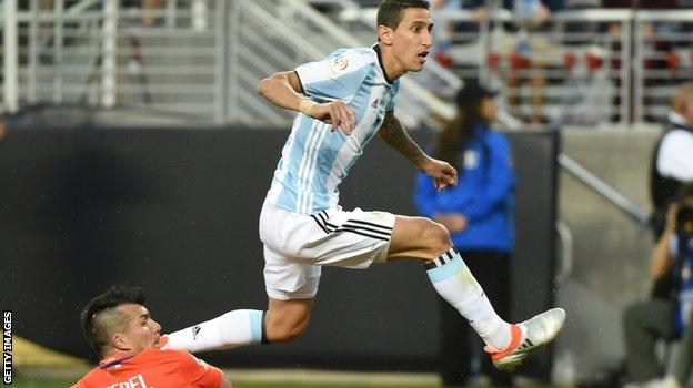 Angel di Maria scores for Argentina against Chile