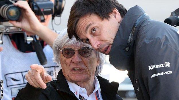 Bernie Ecclestone and Toto Wolff