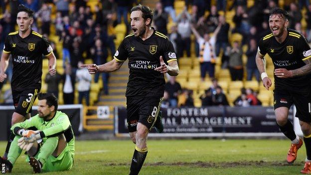 Livingston's Scott Pittman celebrates his goal to make it 2-1