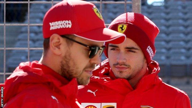 Ferrari's Sebastian Vettel and Charles Leclerc