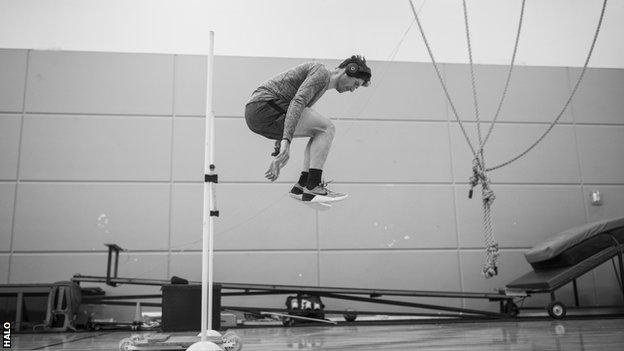 US Nordic combined skier Bryan Fletcher in training