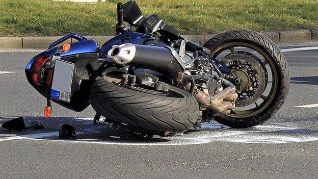 Crashed motorcycle