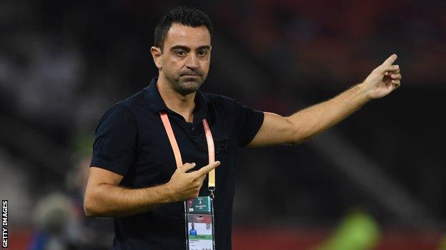 Former Barcelona and Spain midfielder Xavi directs his Qatari side Al Sadd from the touchline