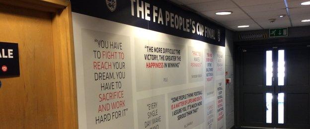 There were inspirational quotes from football professionals for players to read before entering the pitches