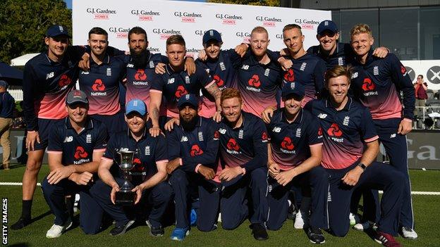 England celebrate their series win in New Zealand