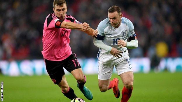 Wayne Rooney battling for possession