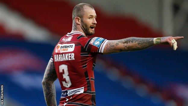 Zak Hardaker scored Wigan's first try as they thrashed York City Knights 26-0 to reach the Challenge Cup quarter-finals on Friday