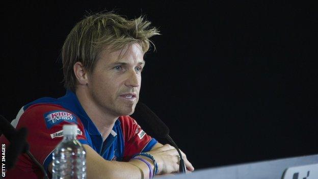 James Ellison speaks prior to competing in the MotoGP event at Phillip Island in 2012