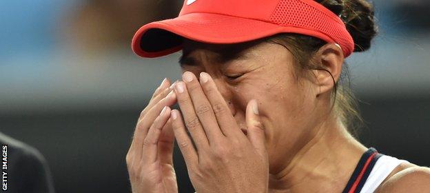 Zhang Shuai breaks down after her surprise win