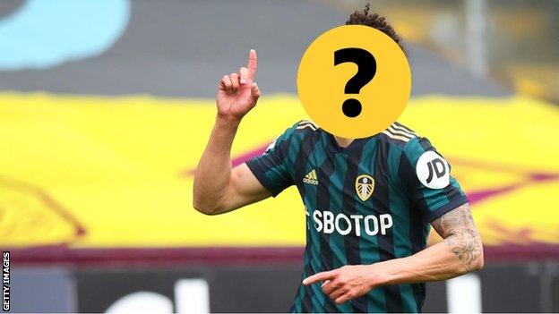 A Leeds player with a question mark hiding his face