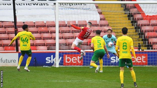 Conor Chaplin scores for Barnsley against Norwich City