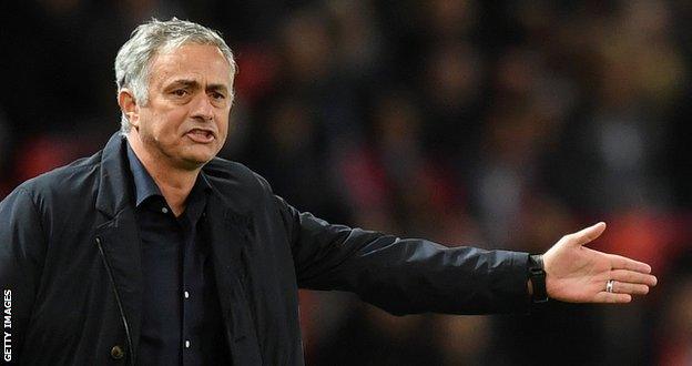 Jose Mourinho looks frustrated on the sidelines