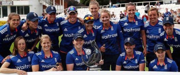 England with the one-day series trophy