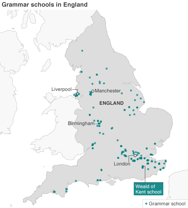 map of grammar schools