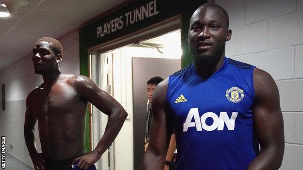 Romelu Lukaku with Paul Pogba, during pre-season training for Manchester United