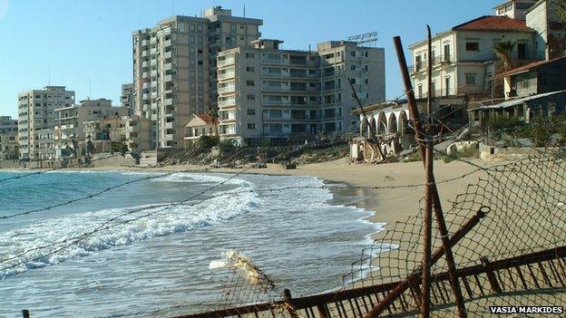 Ghost city seen from the beach