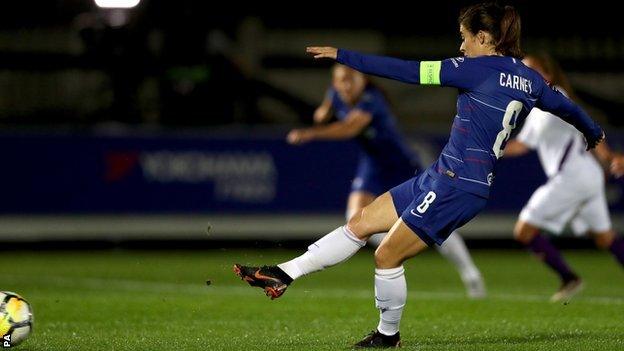 Karen Carney's eighth-minute penalty for Chelsea Women proved the only goal of the game in Kingston