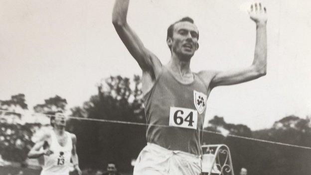 Derek Graham sets an Irish three-mile record at Santry in July 1965 as he takes victory for Ireland in an international match against England