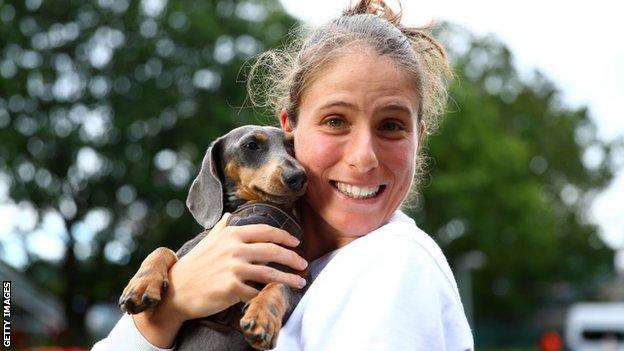 Johanna Konta with her dog at Edgbaston Priory Club