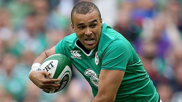 Simon Zebo reverts to wing after playing at full-back against Scotland three weeks ago