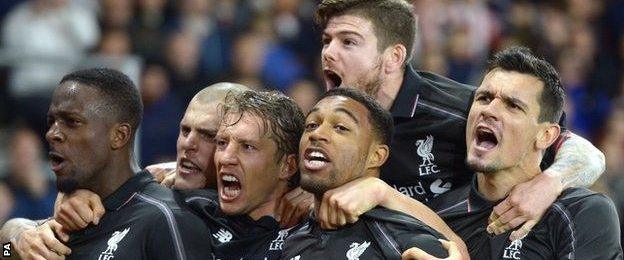 Liverpool players celebrate