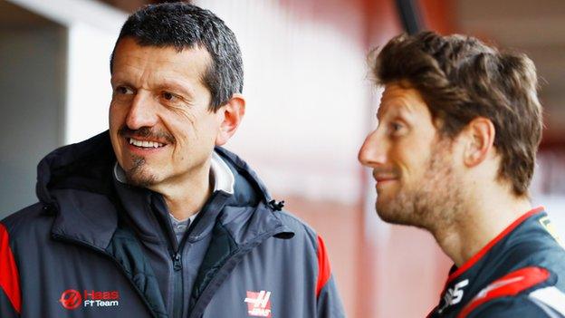 Gunther Steiner and Romain Grosjean