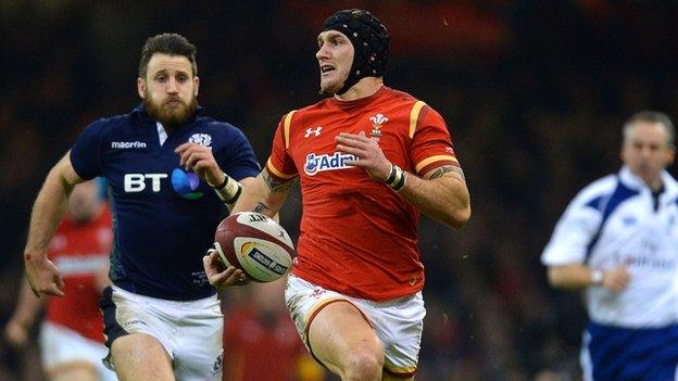 Tom James in action for Wales against Scotland