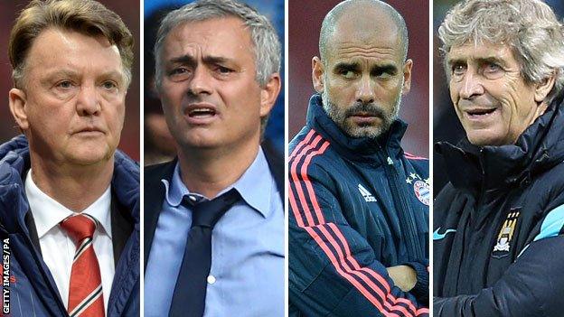 Louis Van Gaal, Jose Mourinho, Pep Guardiola and Manuel Pellegrini