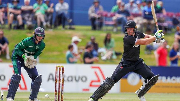 Martin Guptil hit 15 boundaries and two maximums in his century at Malahide