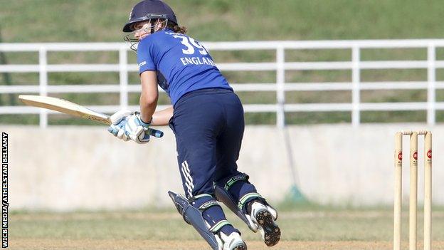 England's Nat Sciver plays a shot against the West Indies