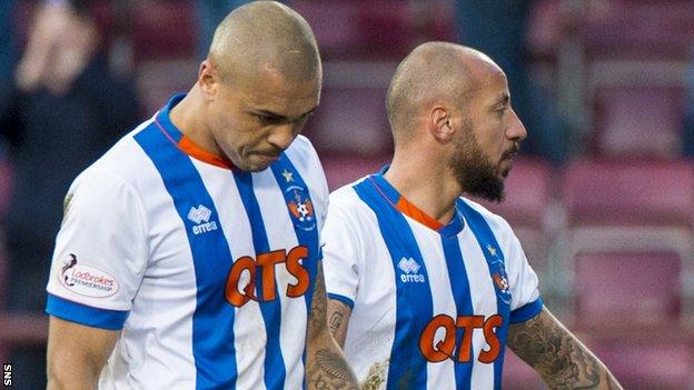 Kilmarnock striker Josh Magennis and Julien Faubert