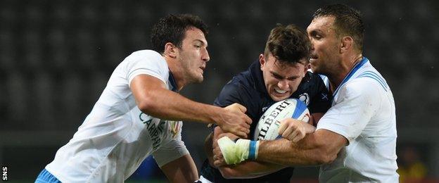 Matt Scott playing for Scotland against Italy