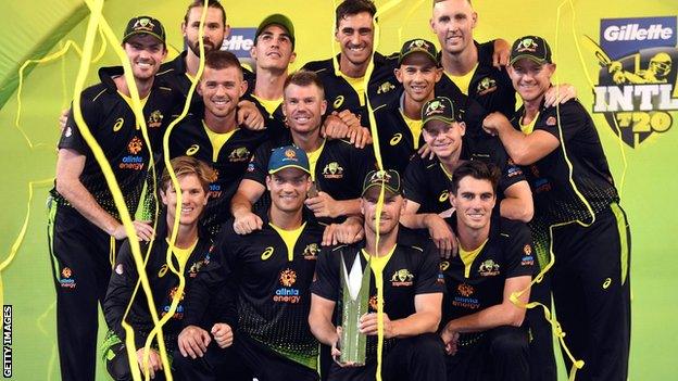 Australia with the T20 series trophy