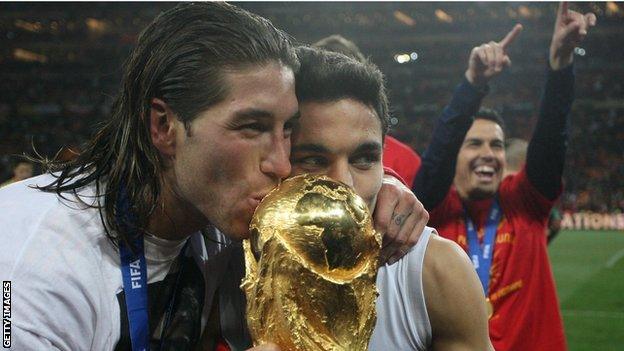 Spain celebrate winning the 2010 World Cup