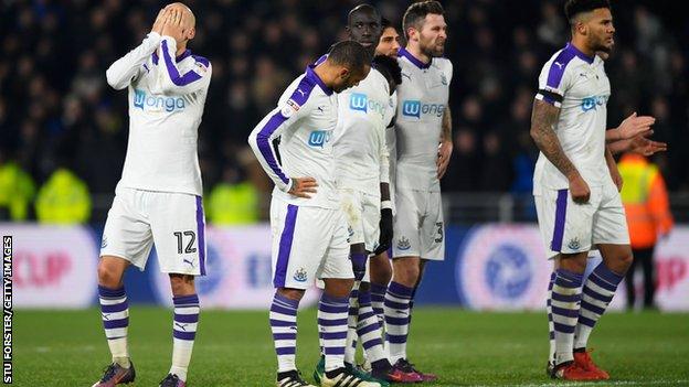 Newcastle United players devastated by penalty shoot out loss