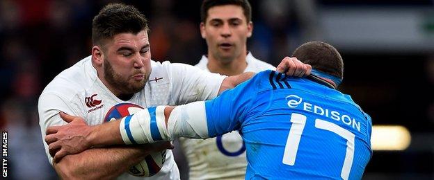 Kieran Brookes in action against Italy