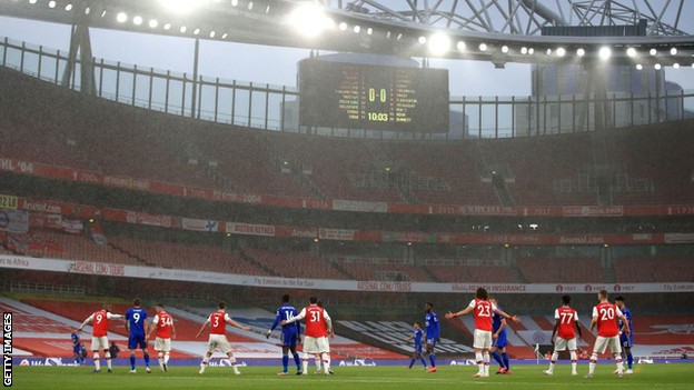 Arsenal play Leicester at an empty Emirates Stadium