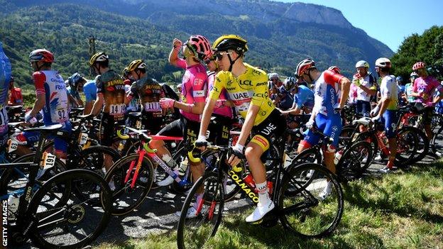 Protestors at the Tour de France