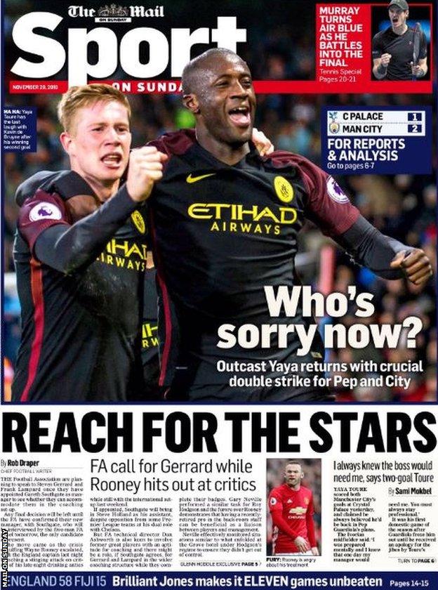 Mail on Sunday back page